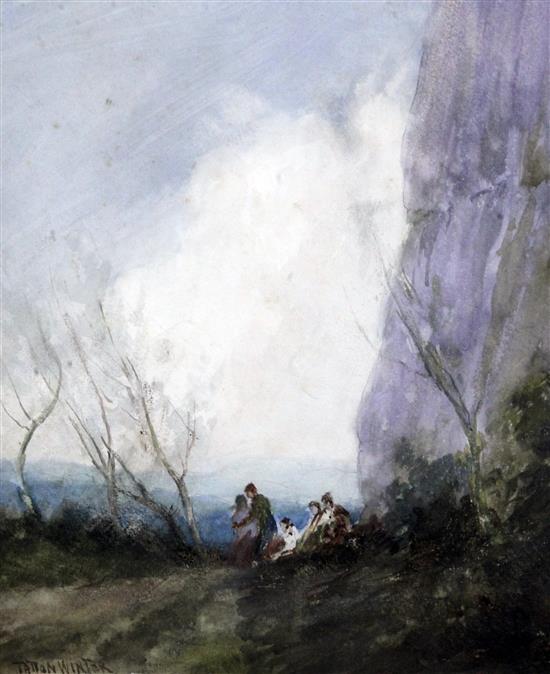 William Tatton Winter (1855-1928) Figures in a landscape 13 x 11.5in.